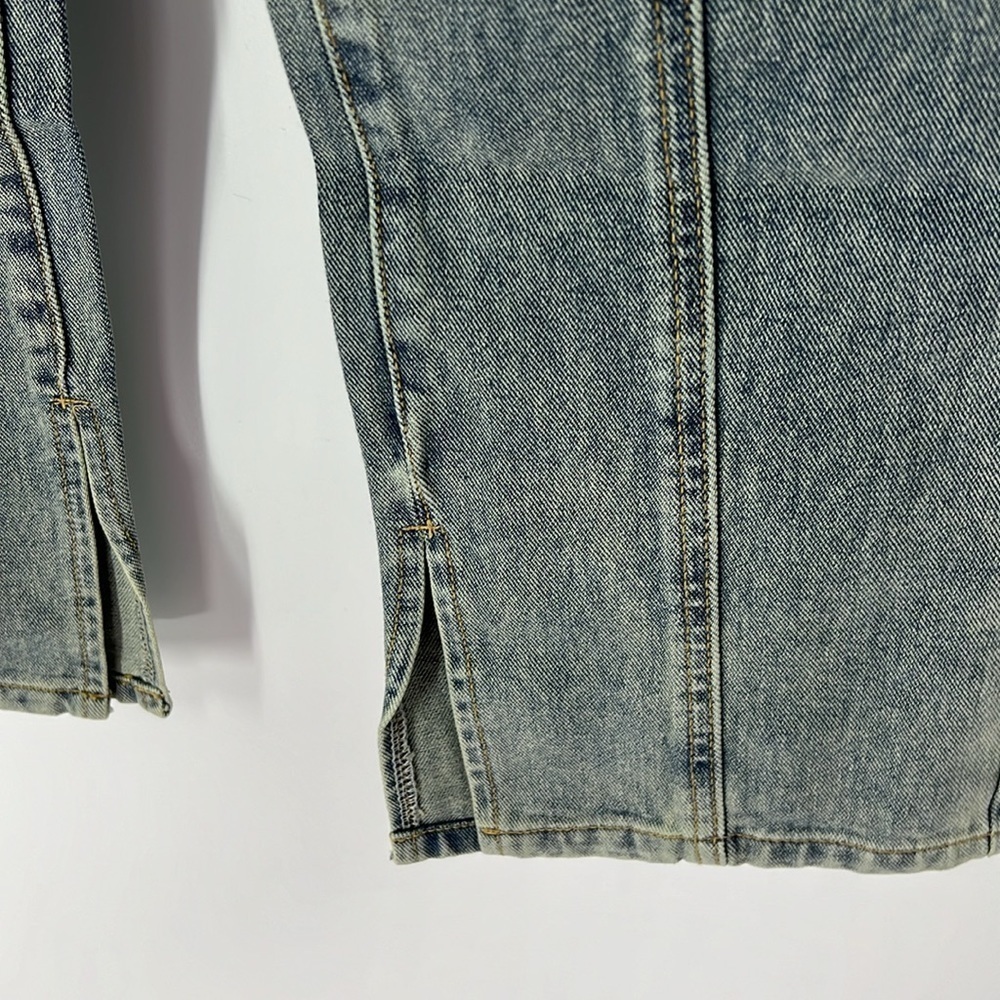 Pretty little thing NWT seam back fold over waist jeans women’s 8 petite - Picture 6 of 8